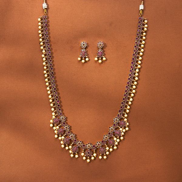 223356 Antique South Indian Necklace With Matte Gold Plating