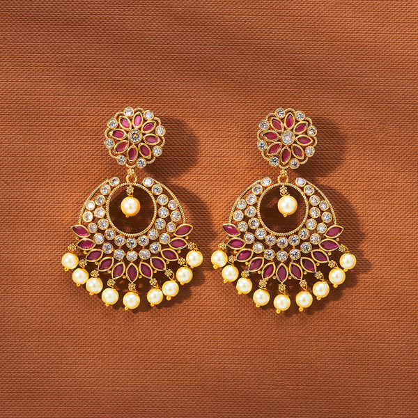 223386 Antique Moti Earring With Matte Gold Plating