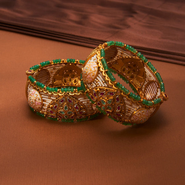 223402 Antique Meenakari Bangles With Matte Gold Plating