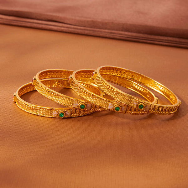 223404 Antique Classic Bangles With Matte Gold Plating