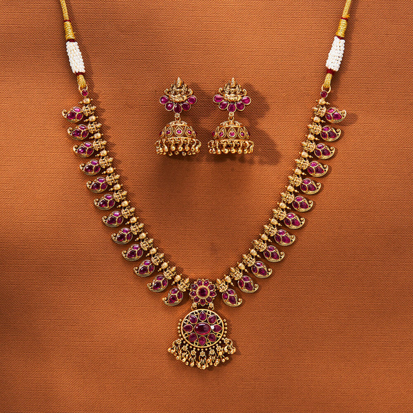 223412 Antique Temple Necklace With Matte Gold Plating