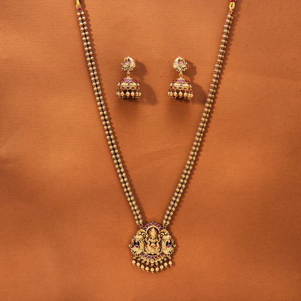 223440 Antique Temple Necklace With Matte Gold Plating