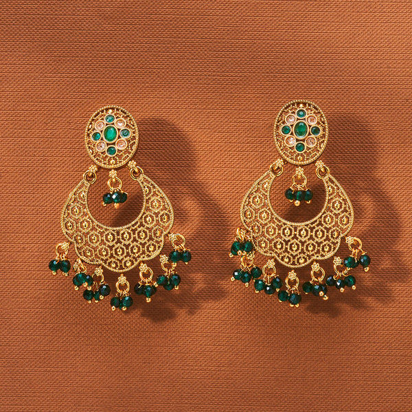 223455 Antique Chand Earring With Gold Plating