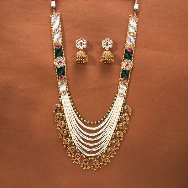 223465 Antique Mala Necklace With Matte Gold Plating