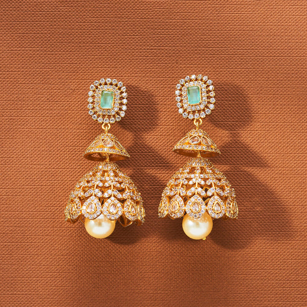 223476 Antique Jhumki With Matte Gold Plating