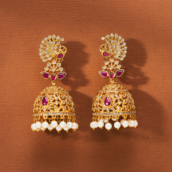 223479 Antique Peacock Earring With Matte Gold Plating