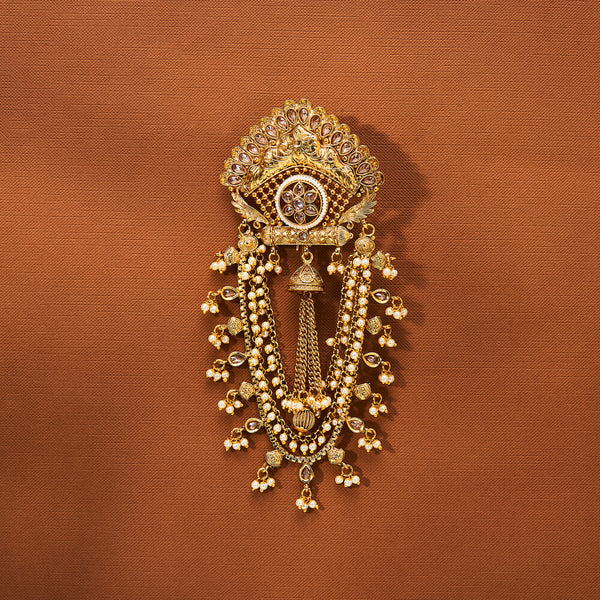 223483 Antique Pearl Hair Brooch With Gold Plating