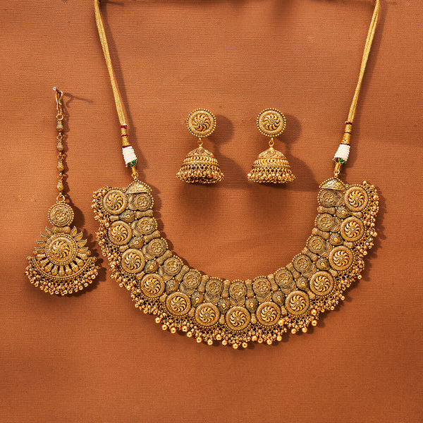 223489 Antique Classic Necklace With Matte Gold Plating