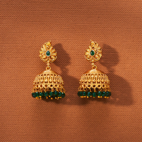 223510 Antique Jhumki With Gold Plating