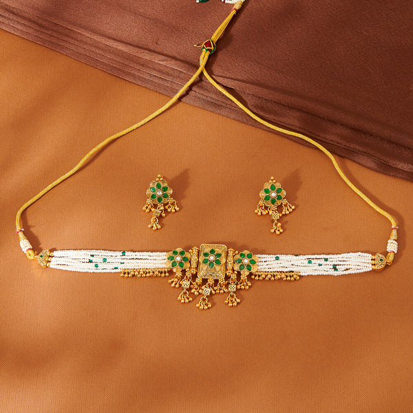 223522 Antique Choker Necklace With Gold Plating