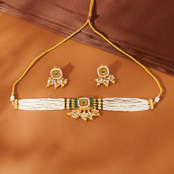 223525 Antique Choker Necklace With Gold Plating