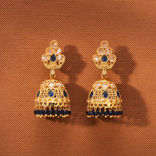 223532 Antique Jhumki With Gold Plating