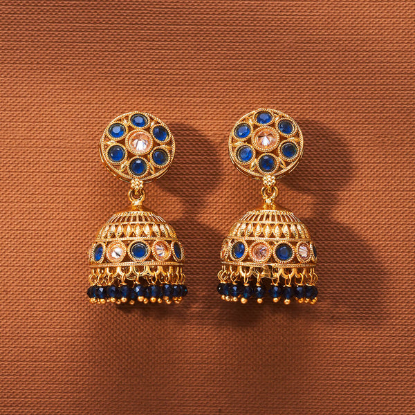 223534 Antique Jhumki With Gold Plating