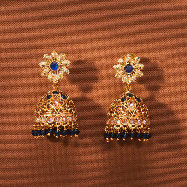 223539 Antique Jhumki With Gold Plating