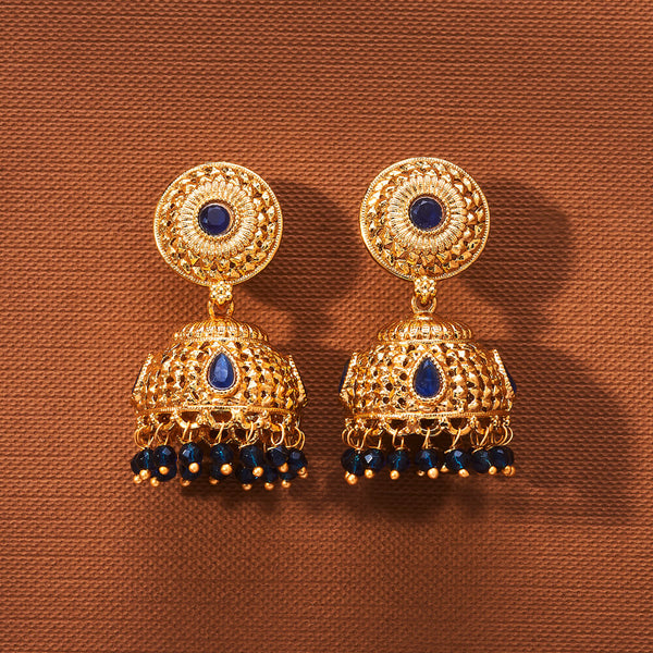 223541 Antique Jhumki With Gold Plating