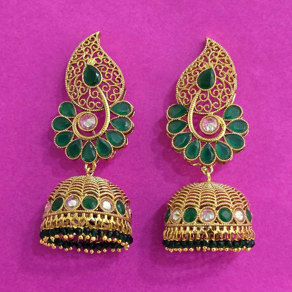 223542 Antique Jhumki With Gold Plating
