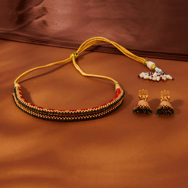 223545 Antique Thushi Necklace With Gold Plating