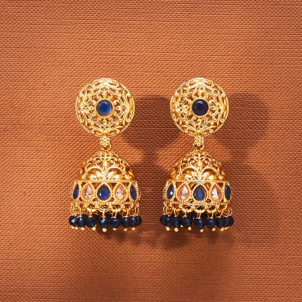 223555 Antique Jhumki With Gold Plating