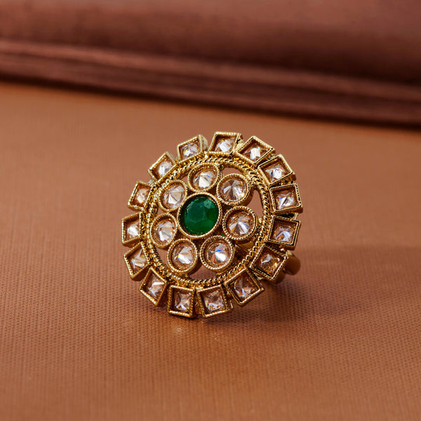 223564 Antique Adjustable Ring With Mehndi Plating