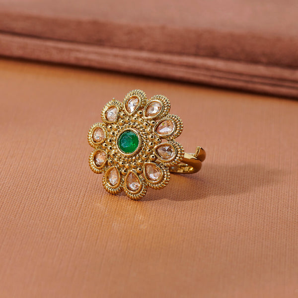 223565 Antique Adjustable Ring With Mehndi Plating