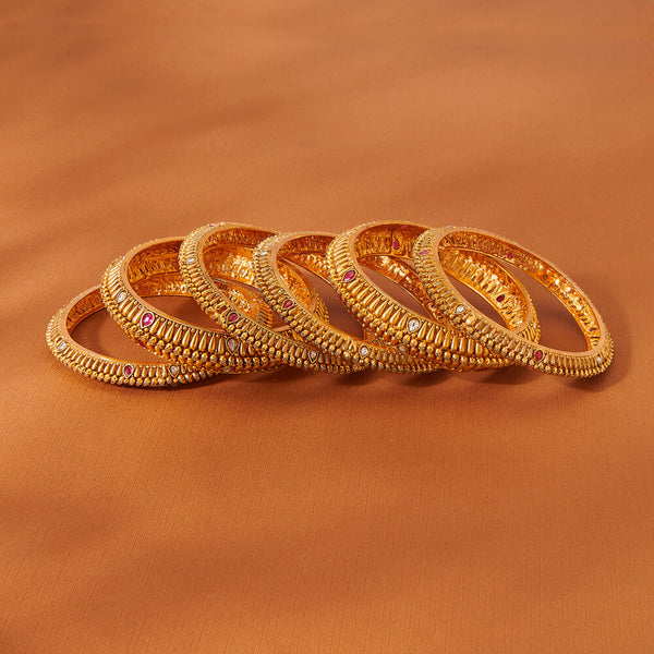 223577 Antique Classic Bangles With Matte Gold Plating