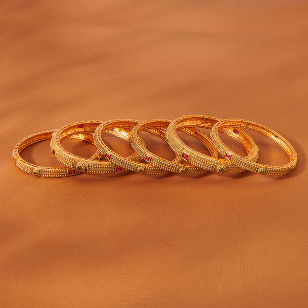 223579 Antique Classic Bangles With Matte Gold Plating