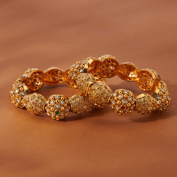 223583 Antique Openable Bangles With Gold Plating