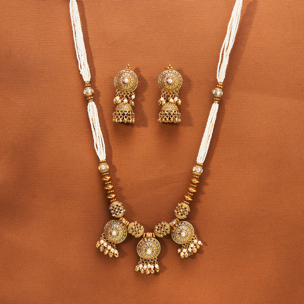 223593 Antique Mala Necklace With Gold Plating