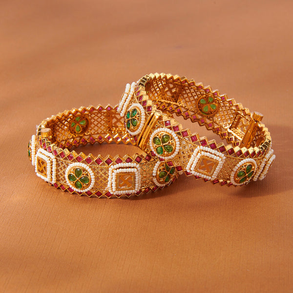 223609 Antique Openable Bangles With Gold Plating