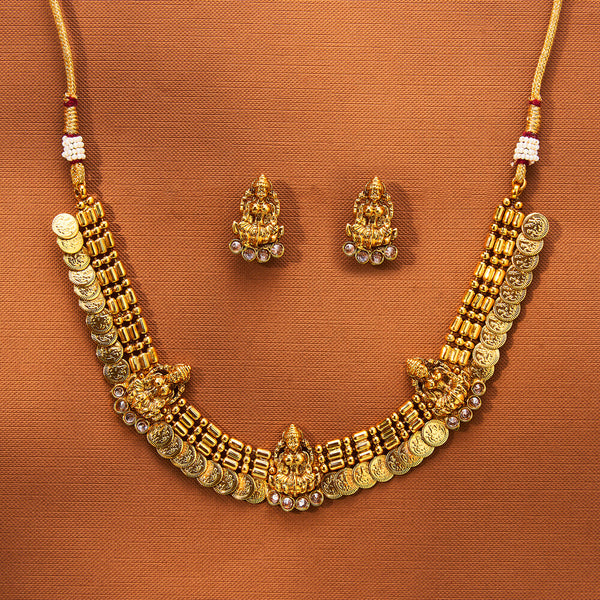 223647 Antique South Indian Necklace With Gold Plating