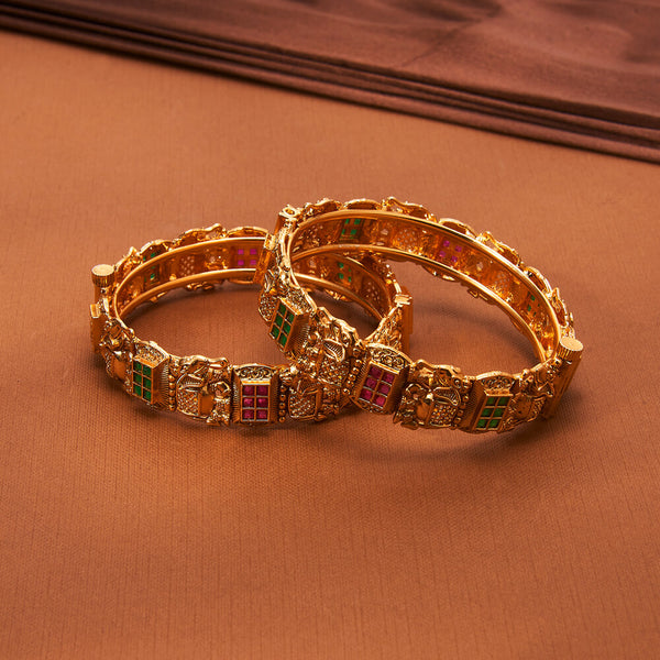 223664 Antique Openable Bangles With Matte Gold Plating