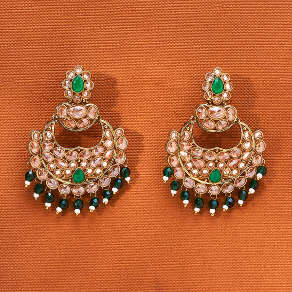 223679 Antique Moti Earring With Mehndi Plating