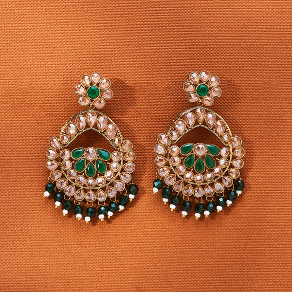223681 Antique Pearl Earring With Mehndi Plating