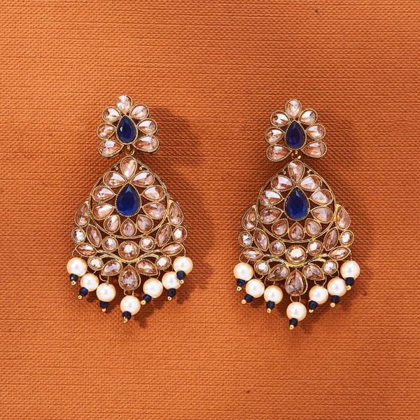 223682 Antique Pearl Earring With Mehndi Plating