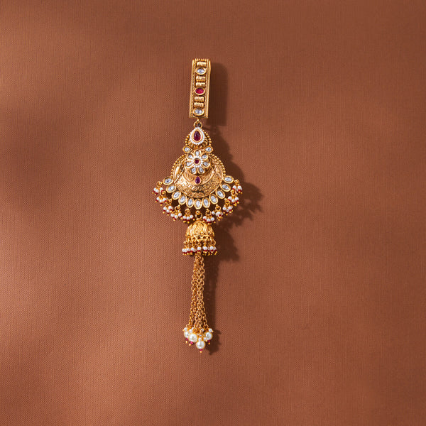 223692 Antique Moti Jhuda With Matte Gold Plating