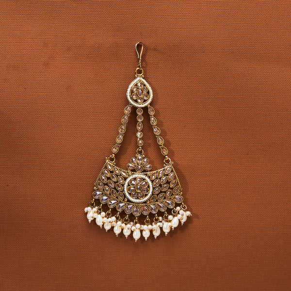 223728 Antique Pearl Pasa With Mehndi Plating