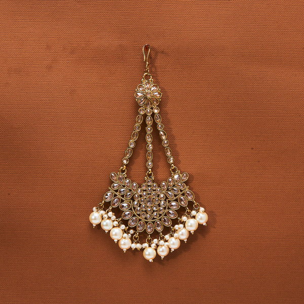 223734 Antique Pearl Pasa With Mehndi Plating