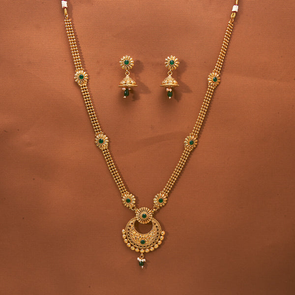 223747 Antique Long Necklace With Gold Plating