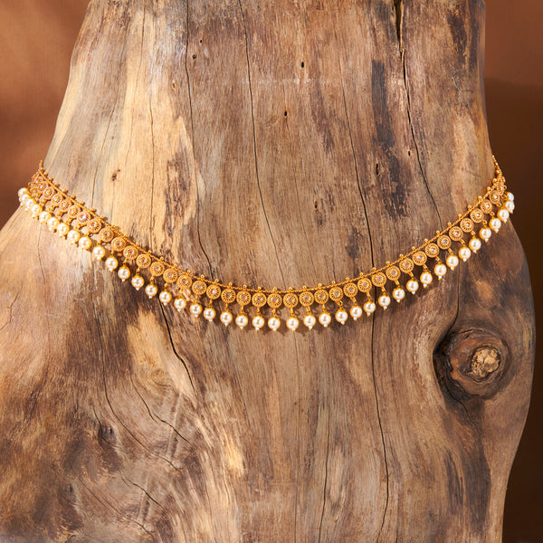 223753 Antique Pearl Belt With Gold Plating