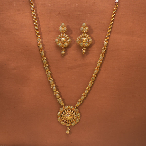 223768 Antique Plain Gold Necklace With Gold Plating