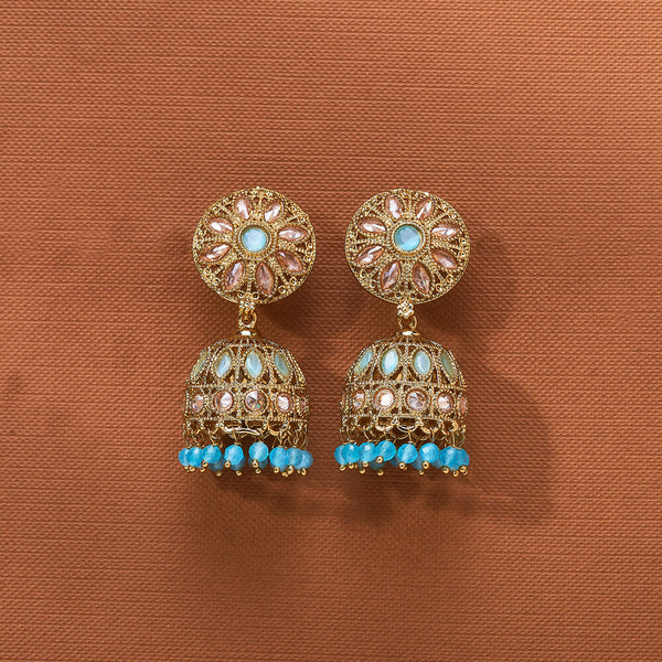 223777 Antique Jhumki With Mehndi Plating