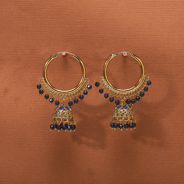 223780 Antique Jhumki With Mehndi Plating