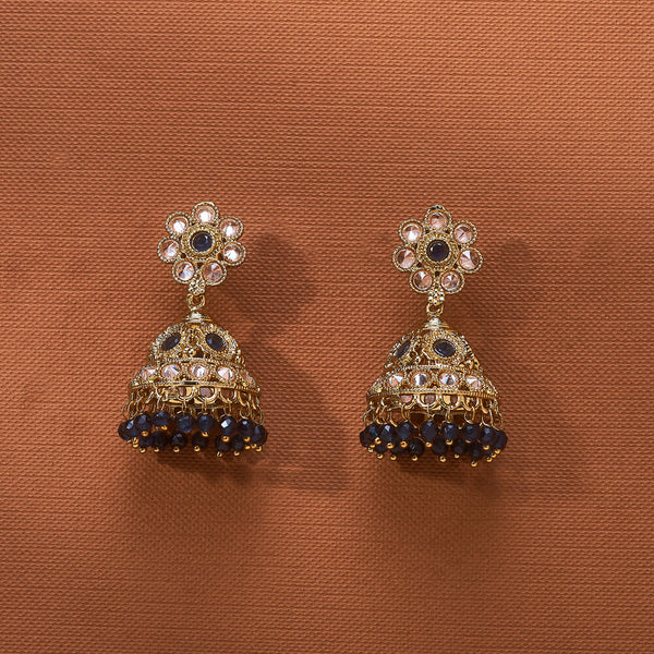 223784 Antique Jhumki With Mehndi Plating