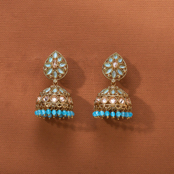 223785 Antique Jhumki With Mehndi Plating