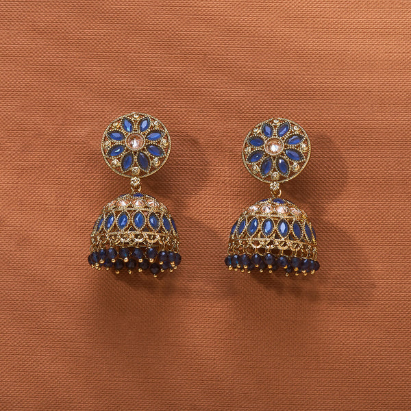 223787 Antique Jhumki With Mehndi Plating