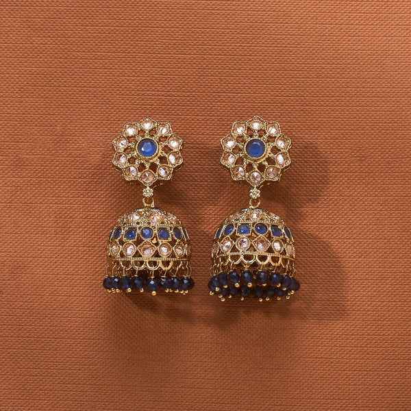 223789 Antique Jhumki With Mehndi Plating