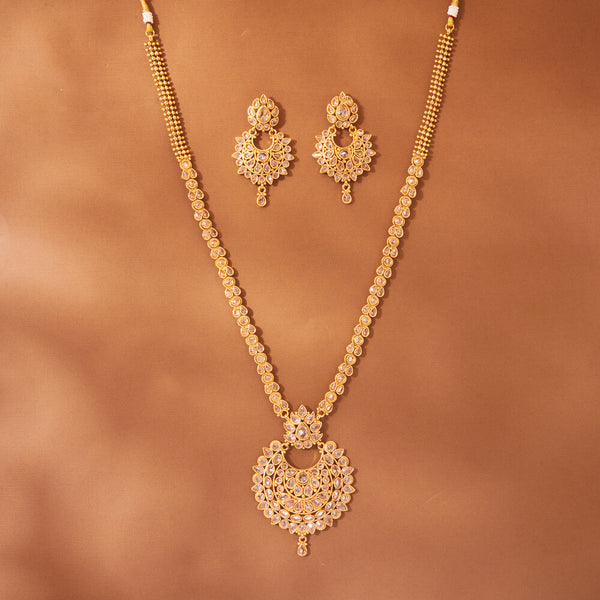 223814 Antique Long Necklace With Gold Plating