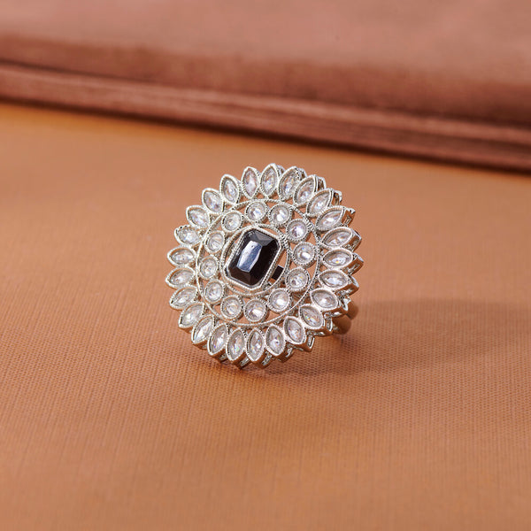 223836 Antique Adjustable Ring With Rhodium Plating