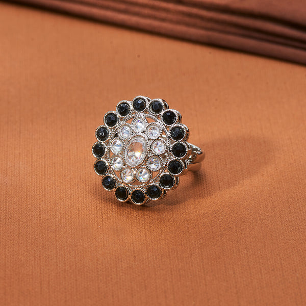 223837 Antique Adjustable Ring With Rhodium Plating