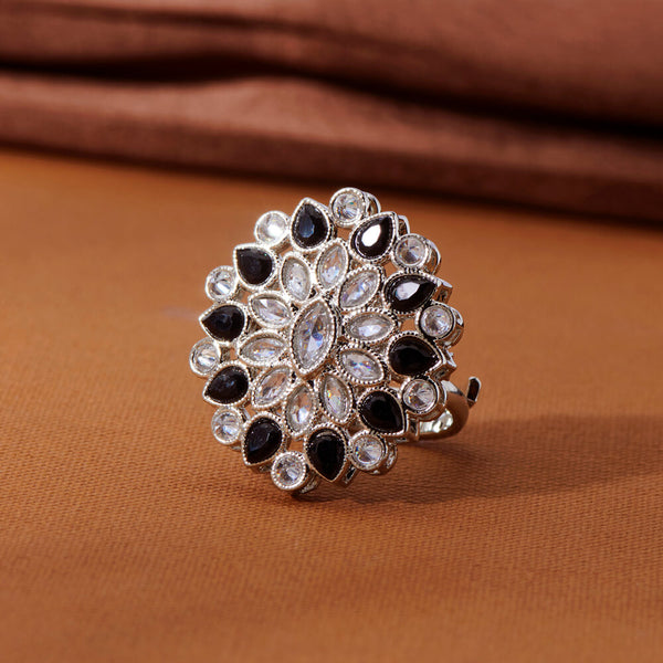 223838 Antique Adjustable Ring With Rhodium Plating